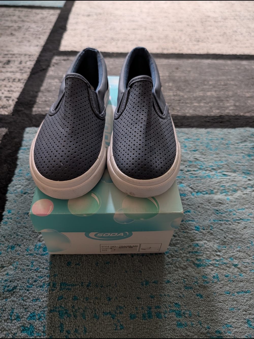 SODA Perforated Slip-On Sneakers - Navy with White Sole